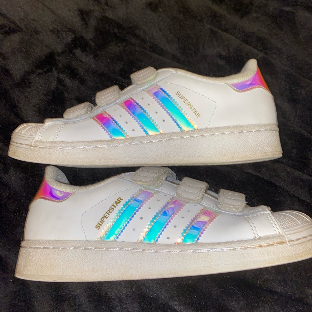 Holographic Adidas superstar shoes